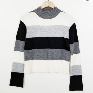 Express Mock Neck Color Block Triped Sweater Size Small